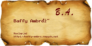 Baffy Ambró névjegykártya